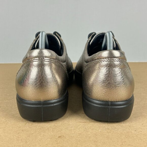 Ecco Soft 7 Metallic Casual Sneakers Womens 8/8.5 EU 39 Pewter Low Top Lace Up - Picture 4 of 12